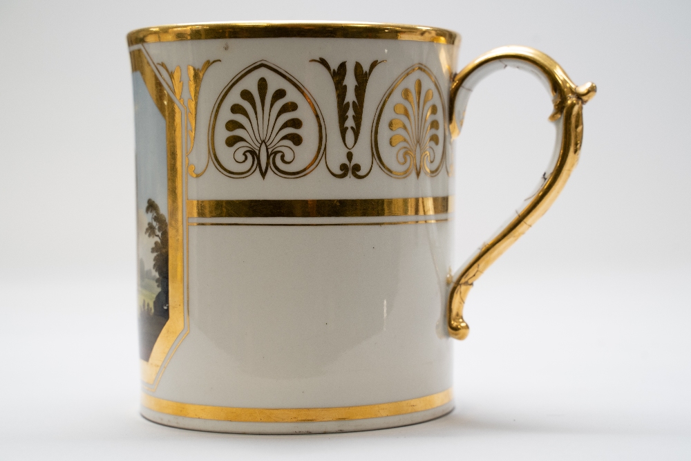A large sized antique porcelain mug or cup by Flight Barr and Barr Royal Works Worcester, having a - Image 3 of 6