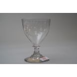 A late 18th century rummer, with decoration to the bowl an engraved initials.