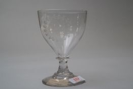 A late 18th century rummer, with decoration to the bowl an engraved initials.