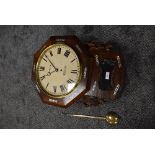 An American styled drop dial wall clock. Having a fusee movement with painted face for Exeter