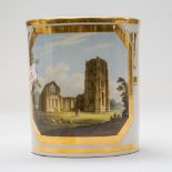 A large sized antique porcelain mug or cup by Flight Barr and Barr Royal Works Worcester, having a