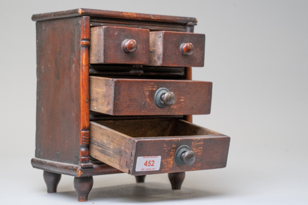 An apprentice piece of miniature furniture early 20th century of a chest of two over two drawers - Image 2 of 2