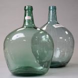 Two antique glass carboys or large wine bottles one marked Viresa and the other Ayelense both approx