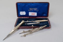 A Jackson Bros, Ltd Leeds and Armley, Draughtmans set in blue fabric lined case.