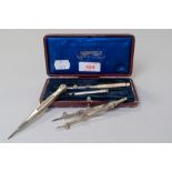 A Jackson Bros, Ltd Leeds and Armley, Draughtmans set in blue fabric lined case.