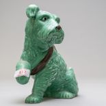 A Mid century Sylvac dog having sling to poorly paw and in the green colour way, impressed to