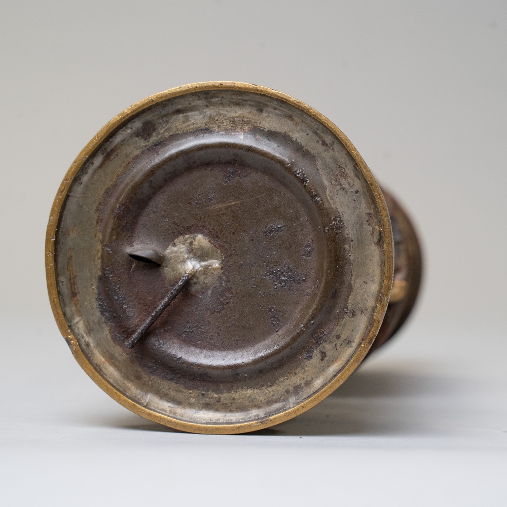 An antique coal miners or similar safety lamp having a copper and brass casing bearing name badge - Image 3 of 3