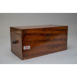 A flame mahogany veneer case or box possibly for a scientific instrument or similar 31cm long 15cm