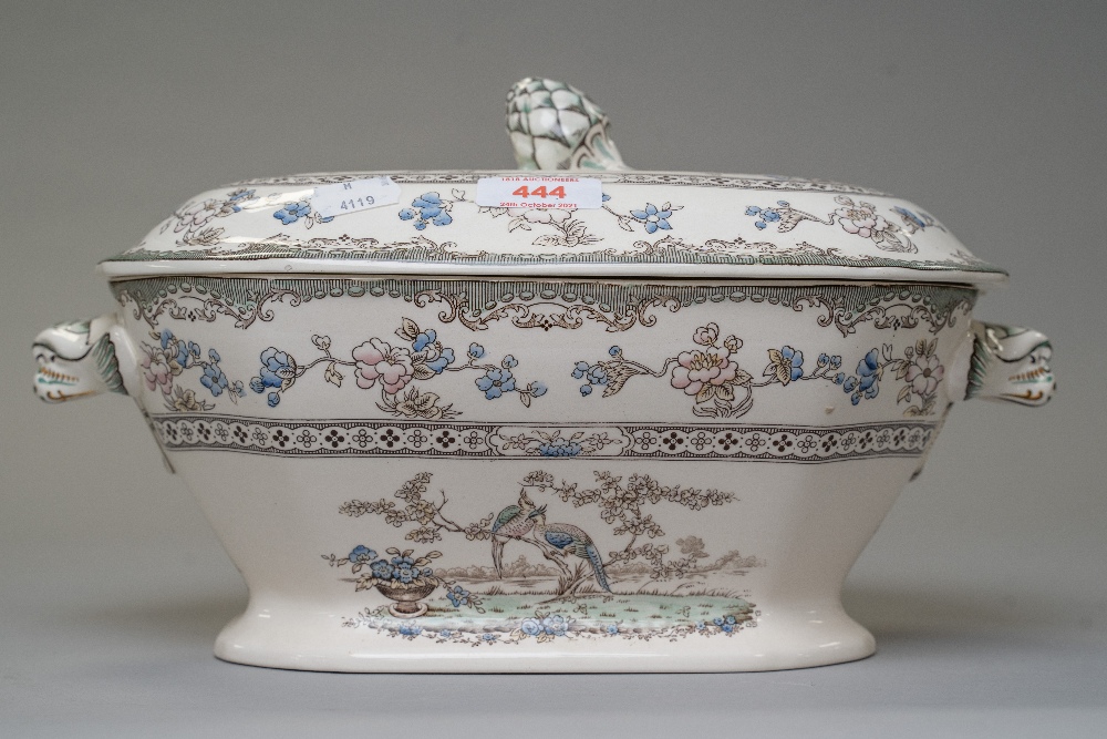 Two lidded soup or serving tureen one marked Copeland Spode rd no.615911 possibly in the Eden