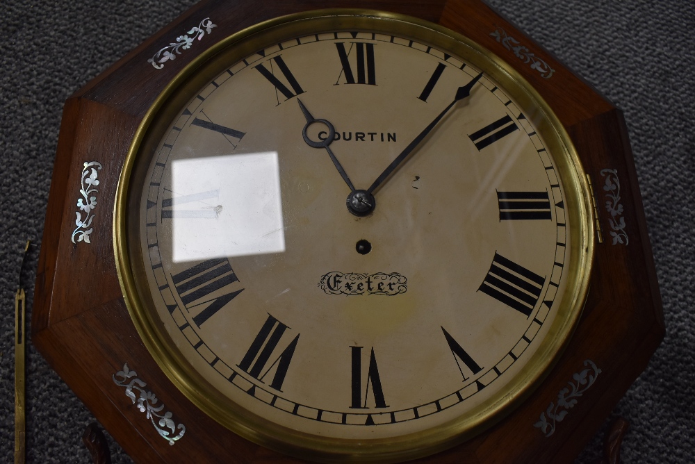 An American styled drop dial wall clock. Having a fusee movement with painted face for Exeter - Image 3 of 4