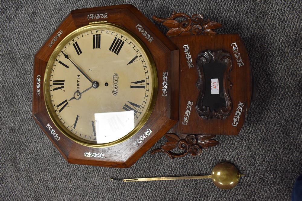 An American styled drop dial wall clock. Having a fusee movement with painted face for Exeter - Image 2 of 4