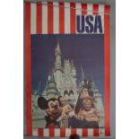 A vintage advertising poster for Walt Disney Disneyland circa 1980's