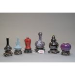 A set of six miniature Chinese vase possibly for salesman or display in various forms and glazes