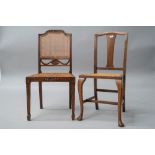 An early 20th Century mahogany frame bedroom chair having slat back, bergere canework seat and