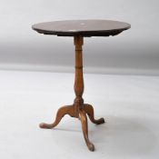 A 19th Century mahogany pedestal table having circular top , turned column and triple splay legs,