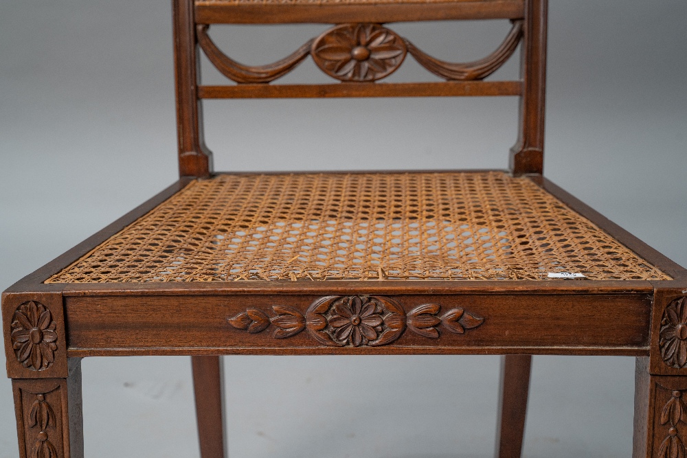 An early 20th Century mahogany frame bedroom chair having slat back, bergere canework seat and - Image 2 of 2