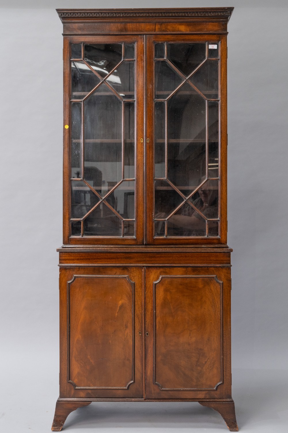 A reproduction Regency style mahogany bookcase , having greek key style decoration to cornice, - Image 2 of 4