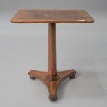 A William IV occasional table having beaded rosewood base and column, possibly later mahogany top,