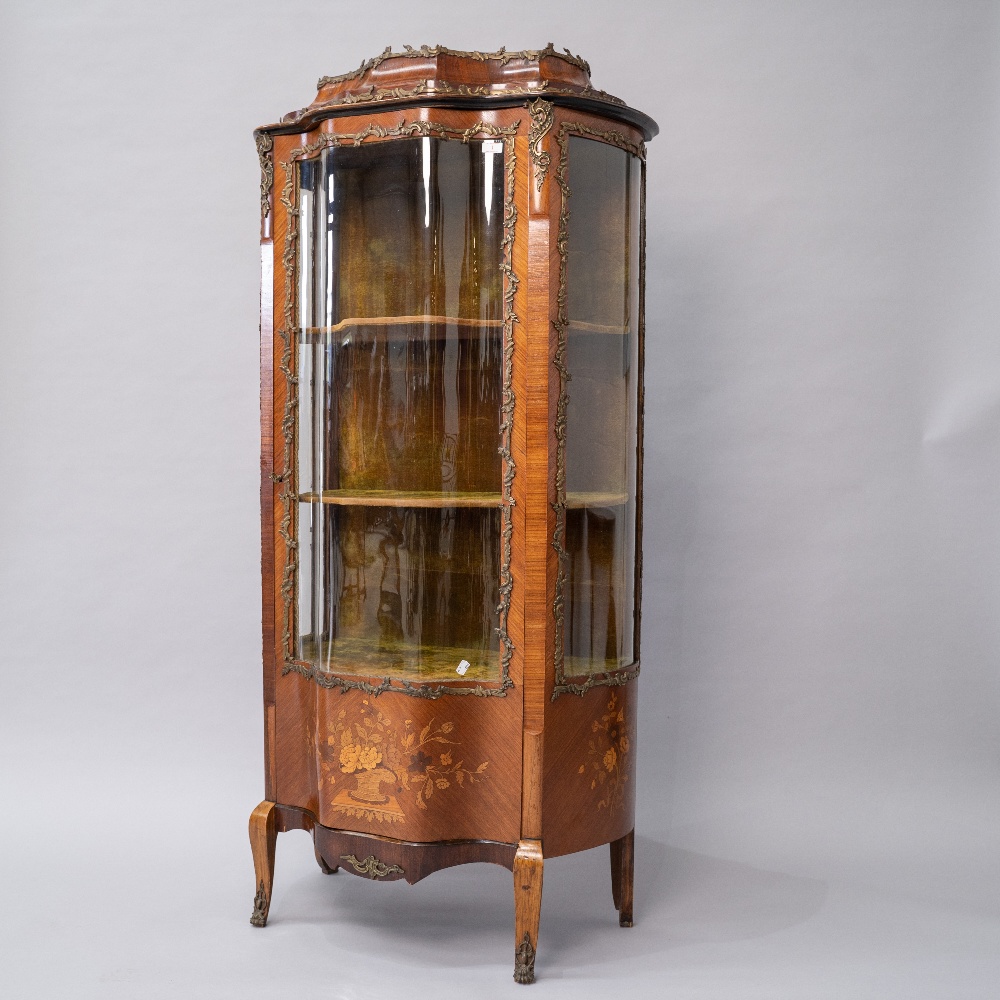 A Louis XV kingswood vitrine display cabinet having shaped glass front and side panels, typical - Image 2 of 6