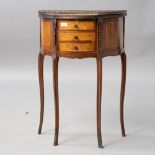 A reproduction Louis XV style part burrwood demi lune hall or similar chest on stand , having