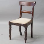 A 19th Century mahogany rail back dining chair, on turned legs, drop in seat needs reupholstering