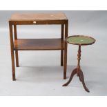 A vintage mahogany tea table of rectangular form with undertier, approx. 61 x 41cm, and a