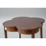 A 19th Century occasional table having shaped top and undertier, both having transfer decoration, on