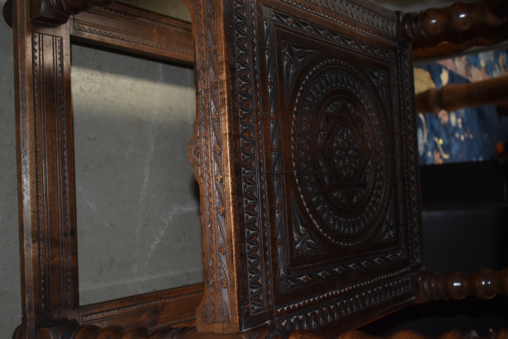 An extensively carved side or hall table table having square top and undertiert, frieze drawer - Image 4 of 4