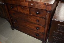 A 19th Century mahogany Scotch style chest of three over three drawers, having stepped top and