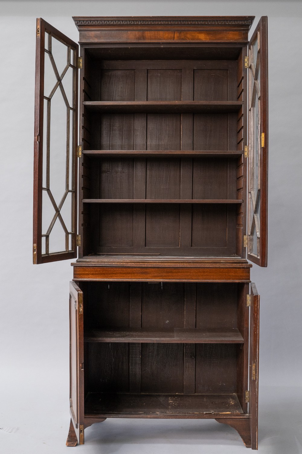 A reproduction Regency style mahogany bookcase , having greek key style decoration to cornice, - Image 4 of 4