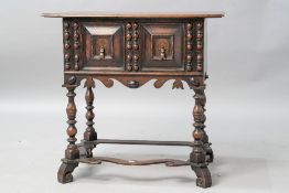 A 19th Century Jacobean style side table having single frieze drawer with double cushion and