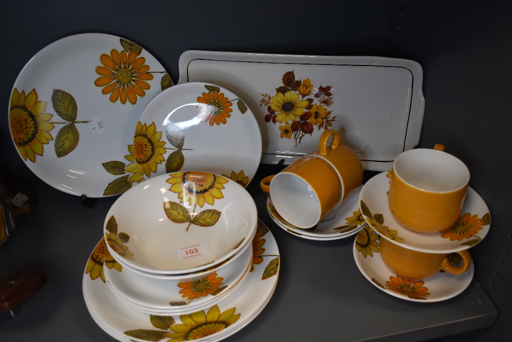 A selection of retro mid century styled table wares by Alfred Meakin