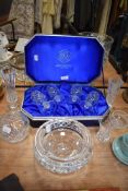 A Waterford crystal bowl and a set of cased Stuart sherry glasses