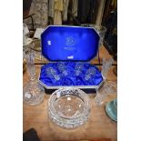 A Waterford crystal bowl and a set of cased Stuart sherry glasses