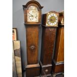 Two long case grandmother clocks including Tempus Fugit and oak cased