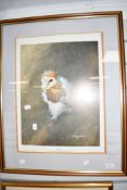 A print, after, Matthew Hillier, Puff a Young Barn Owl, 50 x 37cm, plus frame and glazed