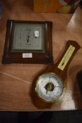Two barometers including banjo style and oak cased