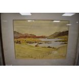 A watercolour, K A Wylie, coastal landscape, signed, 19 x 25cn, plus frame and glazed