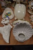 A selection of ceramic wall sconce and flower pockets including Crown Devon
