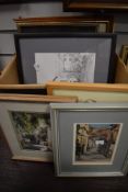 A selection of original art works prints and picture frames