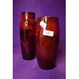 Two Royal Doulton vase having a flambe design with the taller vase being AF