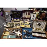 A selection of cased boxed and loose table wares cutlery and flat ware