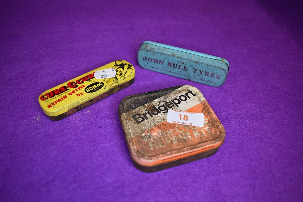 Three vintage bicycle or tyre repair outfit tins including John Bull and Romac - Image 2 of 2