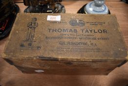 A boxed set of wooden Thomas Taylor Scotch bowls having been presented by Kirkby Lonsdale bowling