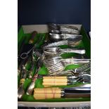 A selection of flatware and table cutlery including Crusade fork and spoon sets