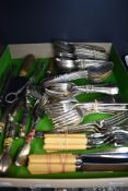 A selection of flatware and table cutlery including Crusade fork and spoon sets