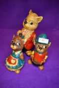 Three chalk ware Pendelfin style figures of beavers