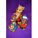 Three chalk ware Pendelfin style figures of beavers