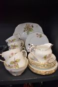 A part tea service by Adderley in the Bramble design in fine condition