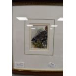 A pair of watercolours, Gail Lodge, cottagers, signed and dated 1988, 9 x 6cm, plus frame and